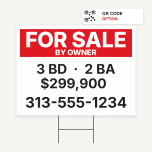 Custom For Sale By Owner Yard Sign with Optional QR Code