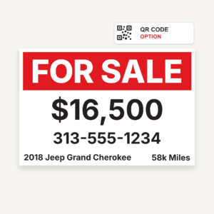 car for sale sign